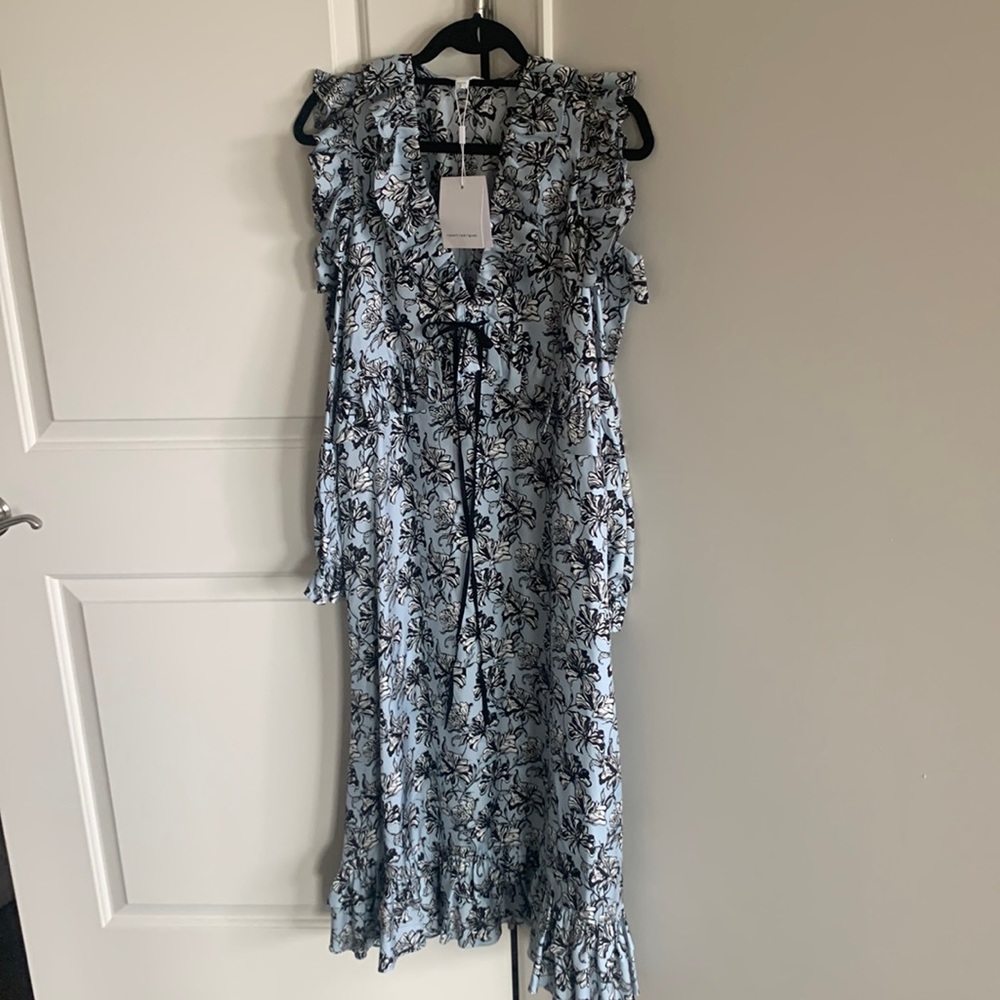 Robert Rodriguez long sleeve silk midi dress